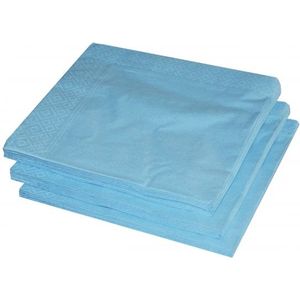 25x lichtblauwe servetten 33 x 33 cm - Papieren wegwerp servetjes - lichtblauw versieringen/decoraties