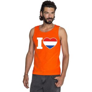 Oranje I love Holland tanktop shirt/ singlet heren - Oranje Koningsdag/ Holland supporter kleding