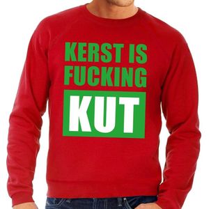 Foute kersttrui / sweater Kerst Is Fucking Kut - rood voor heren - Kersttruien