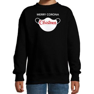 Merry corona Christmas foute Kerstsweater / Kerst trui zwart voor kinderen - Kerstkleding / Christmas outfit