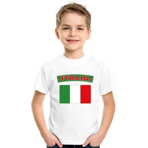 Italie t-shirt met Italiaanse vlag wit kinderen