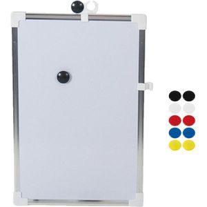 Whiteboard 30 x 40 cm met 10x stuks ronde magneten 30 mm - Kantoorbenodigdheden