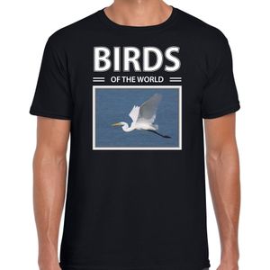 Dieren foto t-shirt Zilverreiger - zwart - heren - birds of the world - cadeau shirt Zilvereigers liefhebber