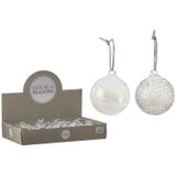 6x Glazen transparant parelmoer kerstballen 7 cm kerstboomversiering - Kerstversiering/kerstdecoratie ballen van glas