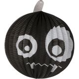 4x stuks ronde decoratie bol 23 cm enge pompoen zwart - Halloween trick or treat lampionnen versiering