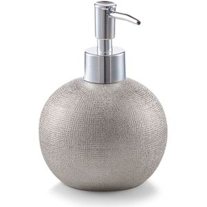 Zeller Zeeppompje/dispenser - keramiek - zilver glitter - 14 cm