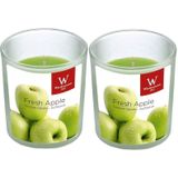 2x Geurkaarsen appel in glazen houder 25 branduren - Geurkaarsen appel geur - Woondecoraties