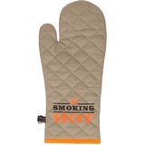 BBQ handschoenen - 2x - hittebestendig tot 250 graden - lichtgrijs/oranje - katoen - ovenwanten