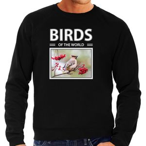 Dieren foto sweater Pestvogel - zwart - heren - birds of the world - cadeau trui Pestvogels liefhebber