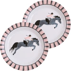 Santex paarden thema feest wegwerpbordjes - 20x stuks - 23 cm - paardrijden themafeest