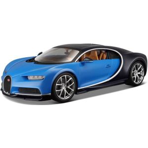 Modelauto Bugatti Chiron 1:43 blauw - speelgoed auto schaalmodel