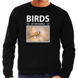 Dieren foto sweater Baardmannetje vogel - zwart - heren - birds of the world - cadeau trui vogel liefhebber