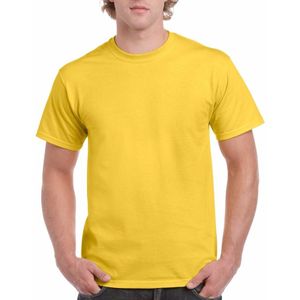 Set van 3x stuks gele katoenen t-shirts voor heren 100% katoen - zware 200 grams kwaliteit - Basic shirts, maat: L (40/52)