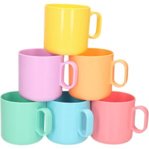 12x Gekleurde drinkbekers/mokken kunststof 320 ml - Limonade bekers - Campingservies/picknickservies