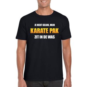 Mijn karate pak zit in de was fun t-shirt heren zwart - Carnaval verkleedkleding