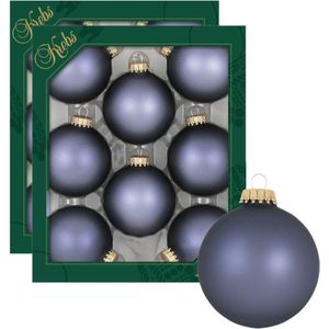 16x stuks glazen kerstballen 7 cm blue stone velvet kerstboomversiering - Kerstversiering/kerstdecoratie