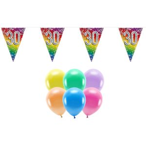 Boland Party 30e jaar verjaardag feestartikelen versiering - 100x ballonnen/2x leeftijd vlaggetjes