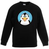 Kinder sweater zwart met vrolijke pinguin print - pinguins trui - kinderkleding / kleding