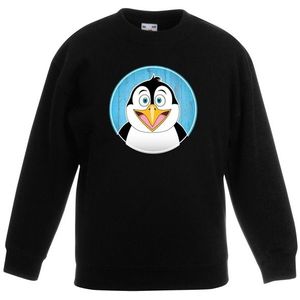 Kinder sweater zwart met vrolijke pinguin print - pinguins trui - kinderkleding / kleding
