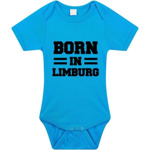 Born in Limburg tekst baby rompertje blauw jongens - Kraamcadeau - Limburg geboren cadeau