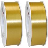 3x XL Hobby/decoratie bronzen kunststof sierlinten 4 cm/40 mm x 91 meter- Luxe kwaliteit - Cadeaulint kunststof lint/ribbon