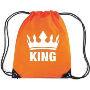 Oranje nylon rijgkoord rugzak/ sporttas King