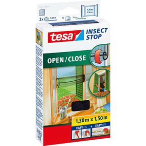 2x Tesa vliegenhor/raamhor zwart 1,3 x 1,5 meter open/dicht functie - Tuinartikelen/benodigdheden - Tesa - Insectenwering - Insectenhorren/vliegenhorren/raamhorren - Insecten en ongedierte weren