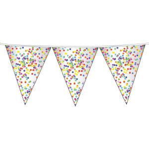 2x Confetti thema feest vlaggenlijnen van plastic 10 meter - Kinderfeestje/kinderverjaardag - Feest/verjaardag - Thema feest - Confetti feestversiering - Vlaggenlijnen/slingers - Vlaggenlijn van plastic