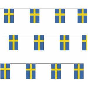 3x Papieren slinger Zweden 4 meter - Zweedse vlag - Supporter feestartikelen - Landen decoratie/versiering