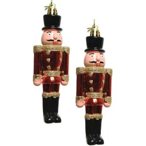 2x Kerstboomhangers notenkrakers poppetjes/soldaten 9 cm kerstversiering - Kerstversiering/boomversiering