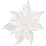 Cosy &amp; Trendy Kerstboomversiering bloem op clip witte kerstster 18 cm