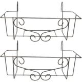 4x stuks grijze bloempot hangers voor plantenbak 20 x 42 cm metaal - Plantenbakken/bloembakken - Tuin/balkon