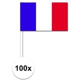 100x Franse zwaaivlaggetjes 12 x 24 cm