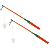 Lampionstokje - 2x - met LED lichtje - incl. batterijen - 40 cm - oranje