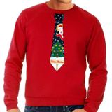 Foute kersttrui / sweater met stropdas van kerst print rood voor heren