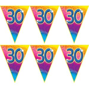4x stuks verjaardag thema 30 jaar geworden feest vlaggenlijn van 5 meter - Feestartikelen/versiering