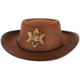 2x stuks stoere bruine cowboy hoed voor kinderen