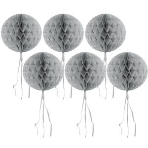 8x stuks decoratie honeycomb bol zilver 30 cm van papier - feestartikelen/versieringen