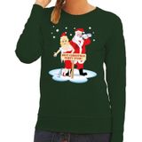 Foute kersttrui / sweater dronken kerstman en kerstvrouw na kerstborrel/ feest groen voor dames - Kersttruien