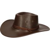 Guirca Carnaval verkleed Cowboy hoed Nevada - bruin - lederlook - voor volwassenen - Western thema