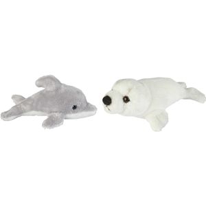 Ravensden - Pluche Zeedieren Knuffel set - Dolfijn en Zeehond Pup