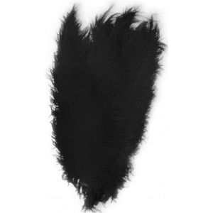 2x Grote veren/struisvogelveren zwart 50 cm - Carnaval feestartikelen - Sierveren/decoratie veren - Musketier - Charleston veren