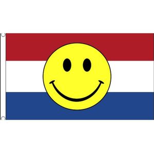 Nederlandse vlag met smiley 90 x 150 cm