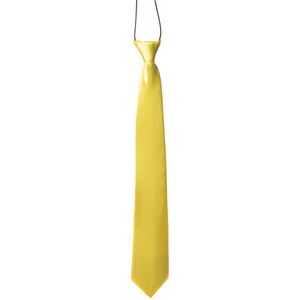 Partychimp Carnaval verkleed accessoires stropdas zijdeglans - geel - polyester - heren/dames