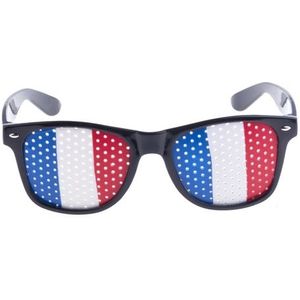 Zwarte Frankrijk vlag bril voor volwassenen - Supporters verkleed accessoires