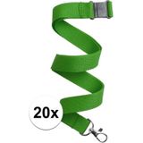 20x Groen keycord/lanyard met karabijnhaak sleutelhanger 50 cm - Polyester keycords/sleutelkoord