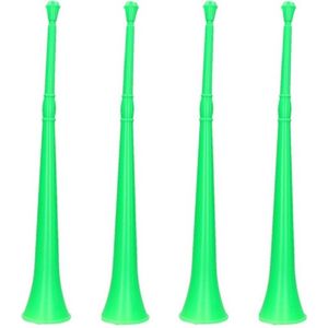 4x stuks groene vuvuzela grote blaastoeter 48 cm - feesttoeter voor supporters