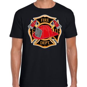 Brandweer logo verkleed t-shirt zwart voor heren - brandweerman - carnaval verkleedkleding / kostuum