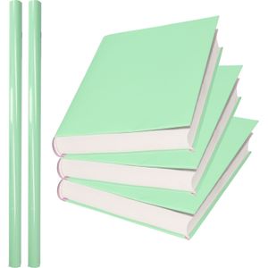 2x Rollen kadopapier / kaftpapier 200 x 70 cm - pastel groen - kaftpapier voor schoolboeken / boekenkaften