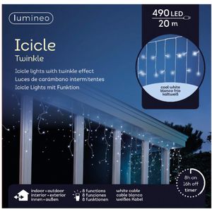 Lumineo ijspegelverlichting - 490 LED - koud wit - 20 meter - kerstverlichting